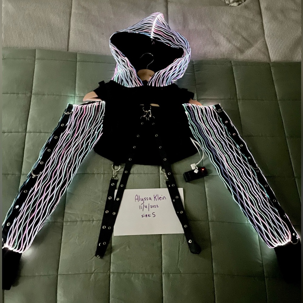 Rave LED Fiber Optic Long Sleeve Hooded Shrug